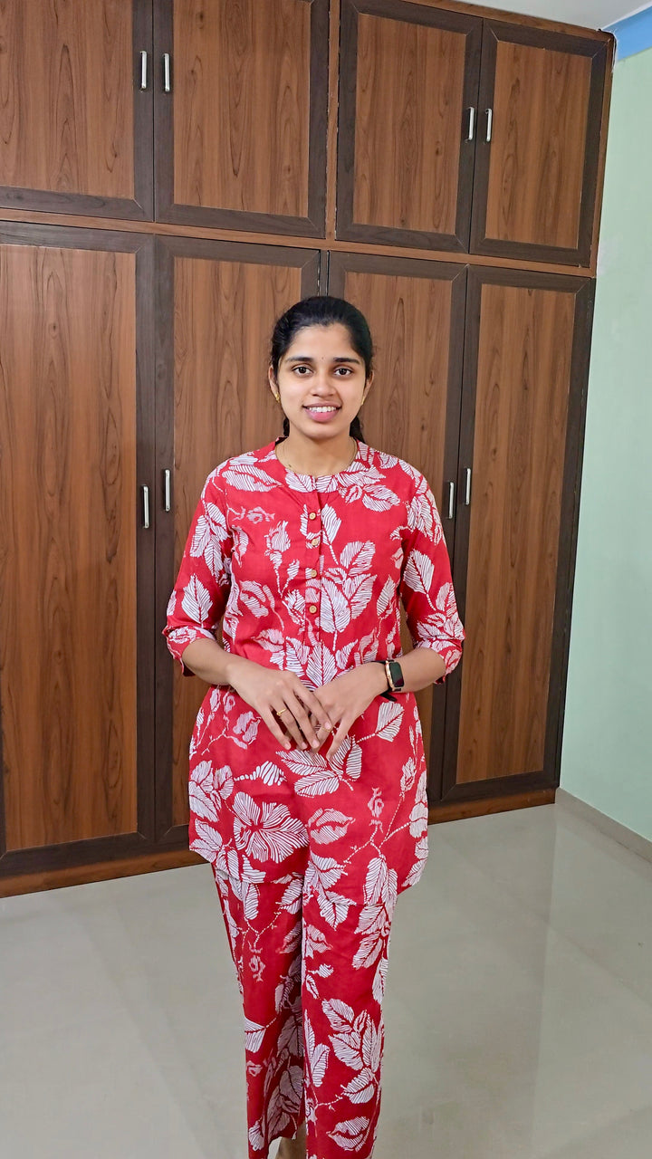 THEERA -Red Night Co-ord Set