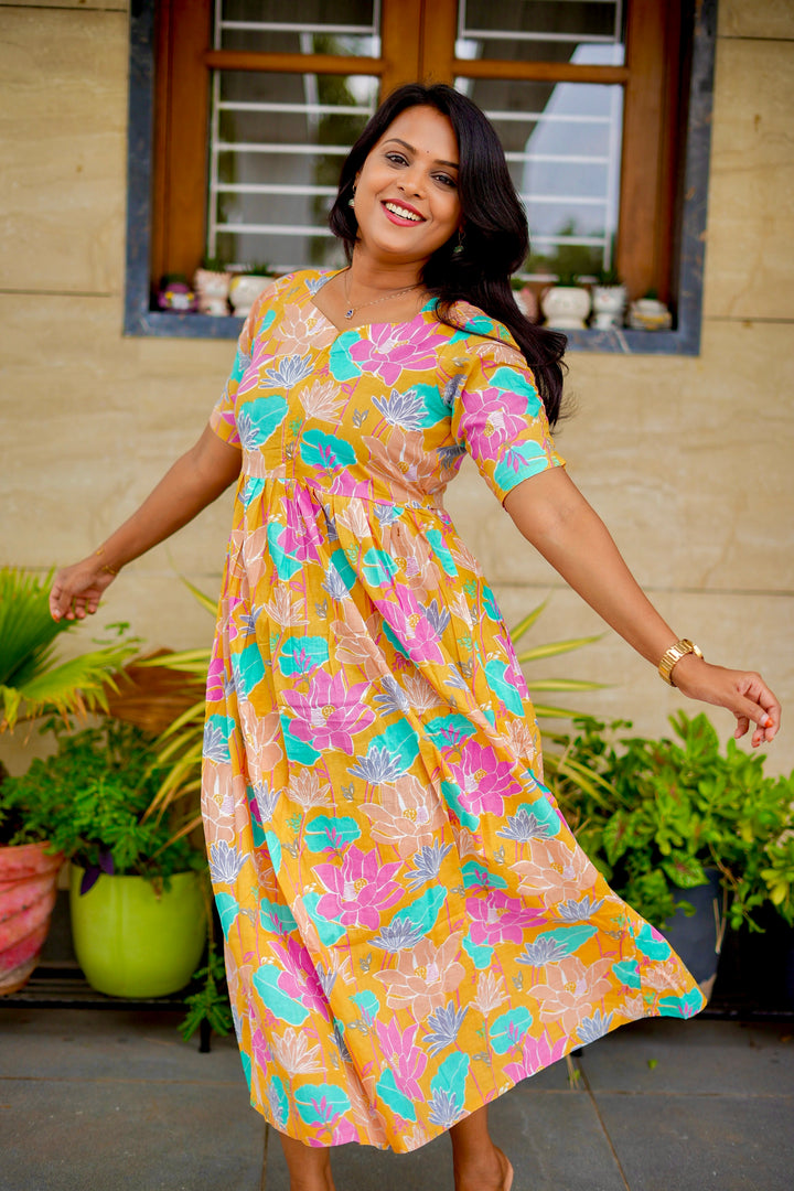 Mayil -Yellow day to night dress without lining