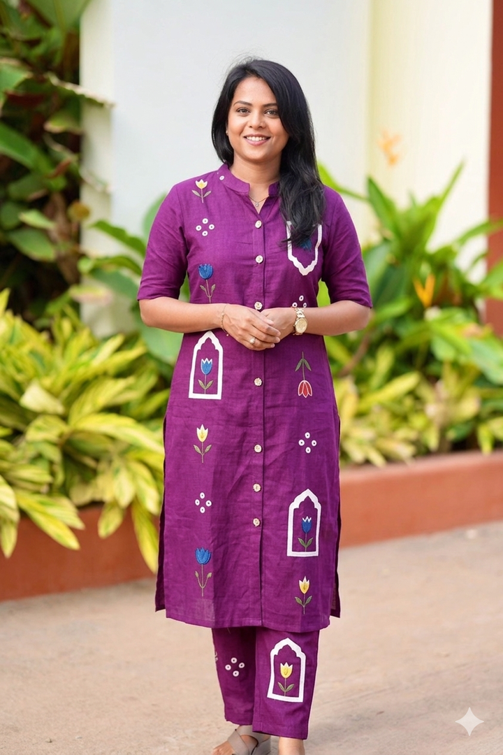 Siya  cotton  Co-ord set (button opening)