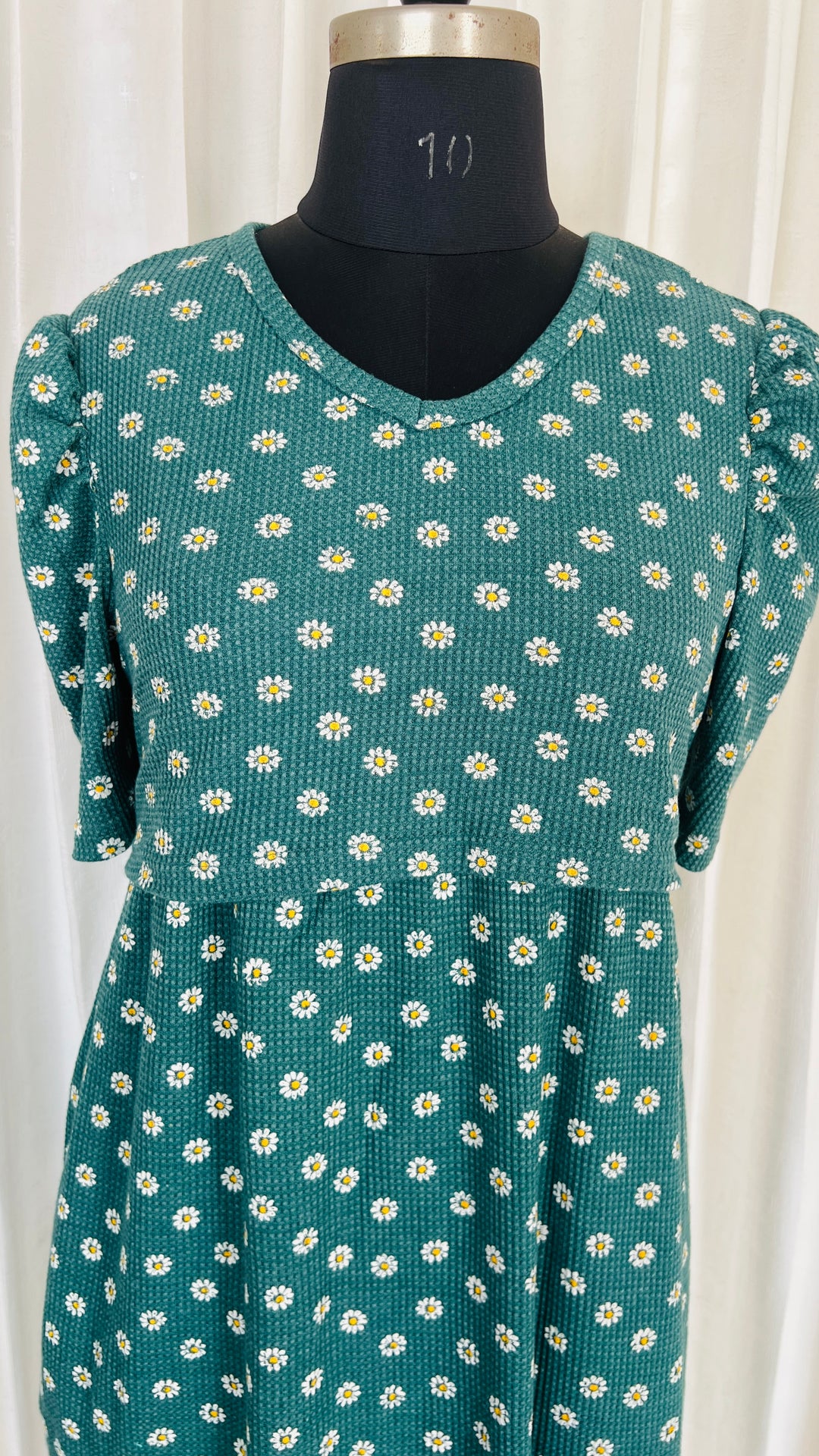 Calf Length Daisy Waffle Light Weight Dress