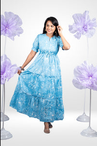 Vaanam casual Maxi Dress With Lining Non-Maternity & Feeding-Friendly Dress