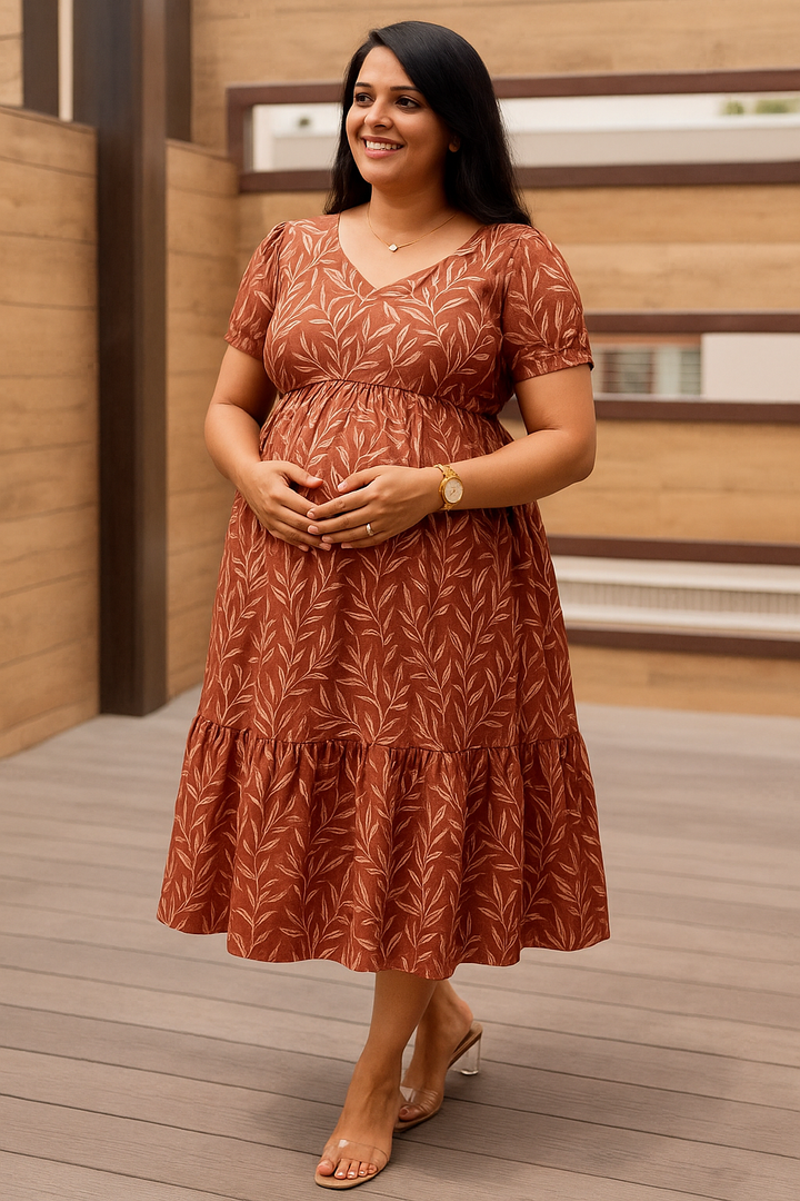 Chocolate Casual Dress With Lining