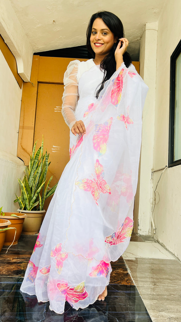 Butterfly organza saree