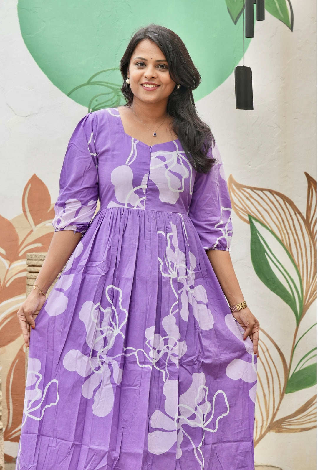 Lilac Casual Dress With Lining