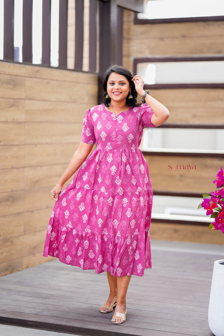Mauve day to night dress without lining