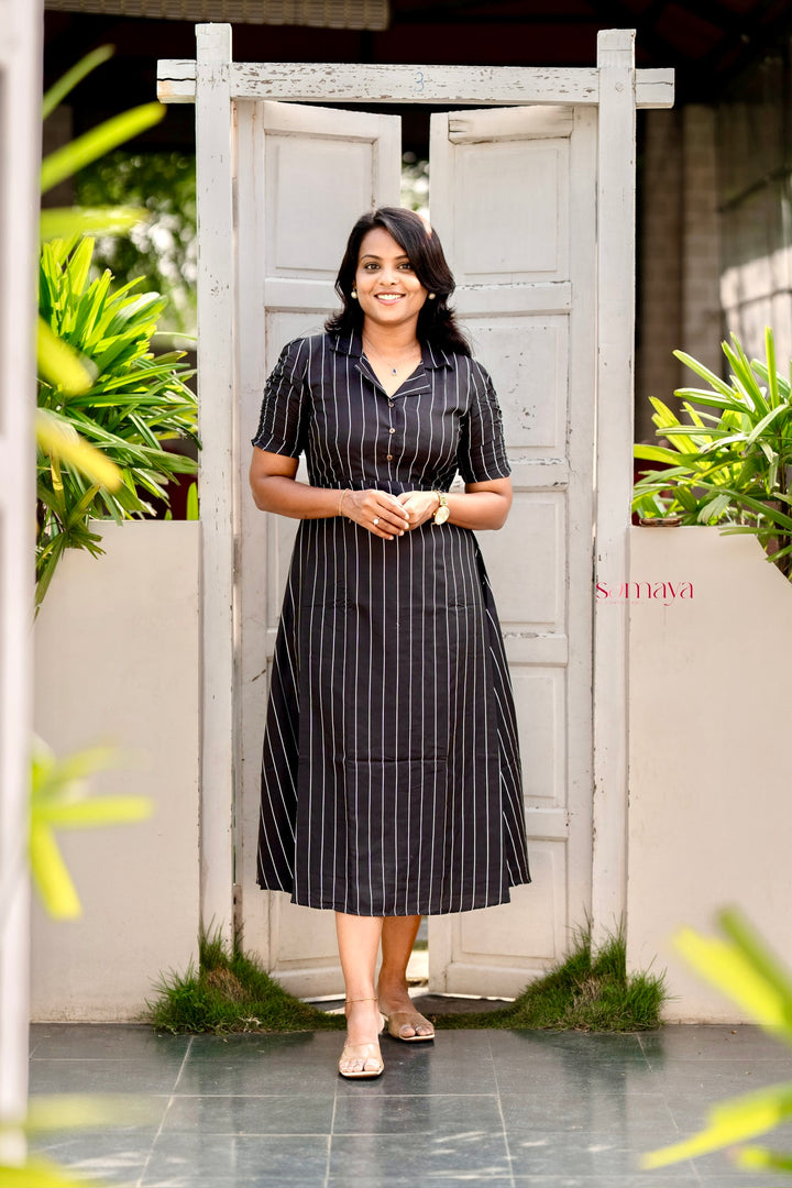 Maya checked Casual Dress With Lining