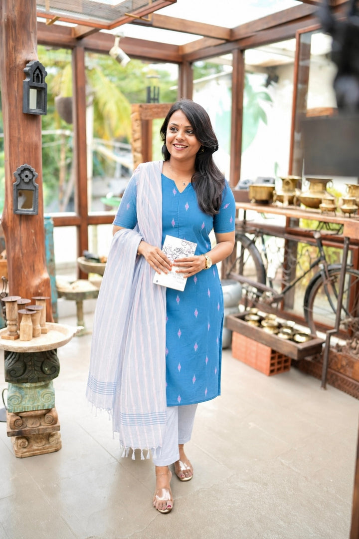 Sara cotton 3 piece handloom kurta set