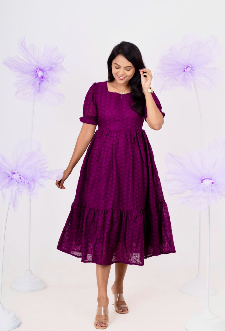 Grape  hakoba Dress With Lining