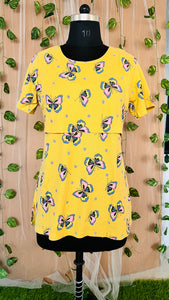 Yellow Butterfly Maternity T-shirt