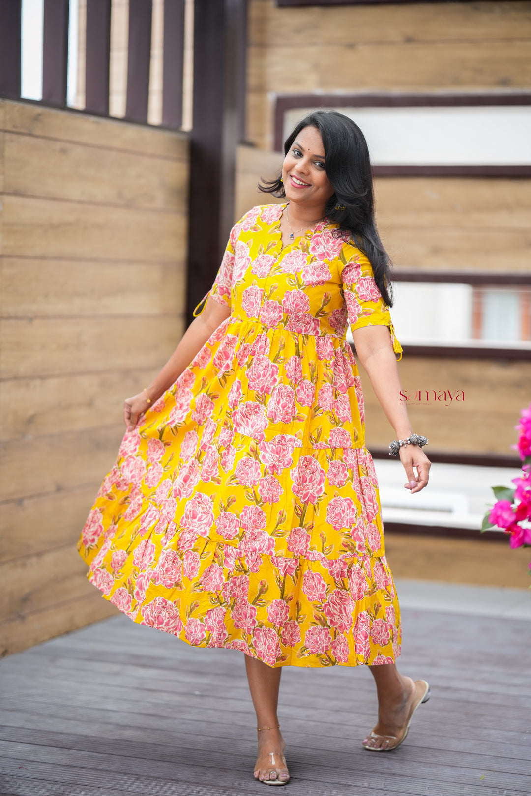 Manjal  casual Dress With Lining