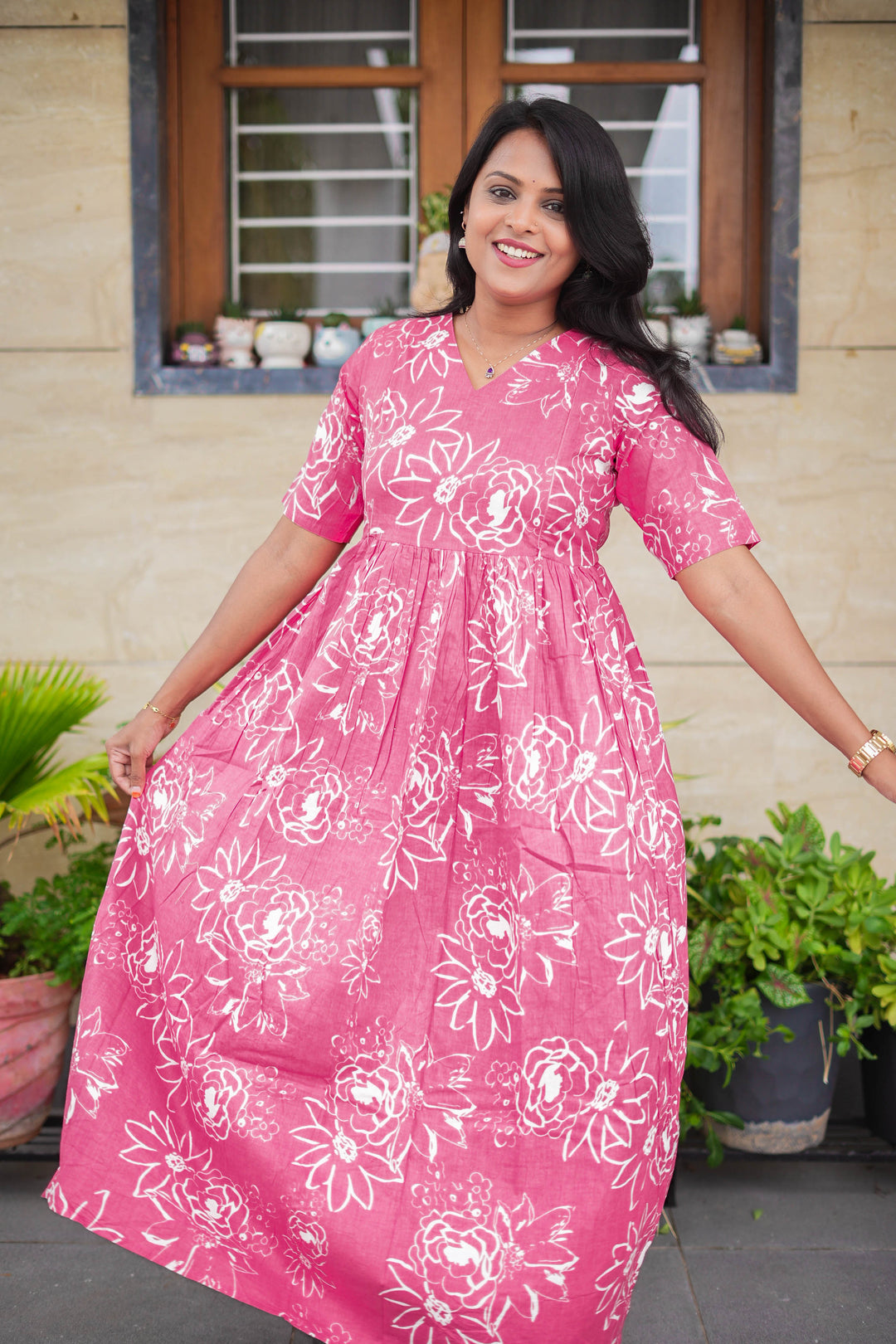 Pink Day to Night Dress Without Lining