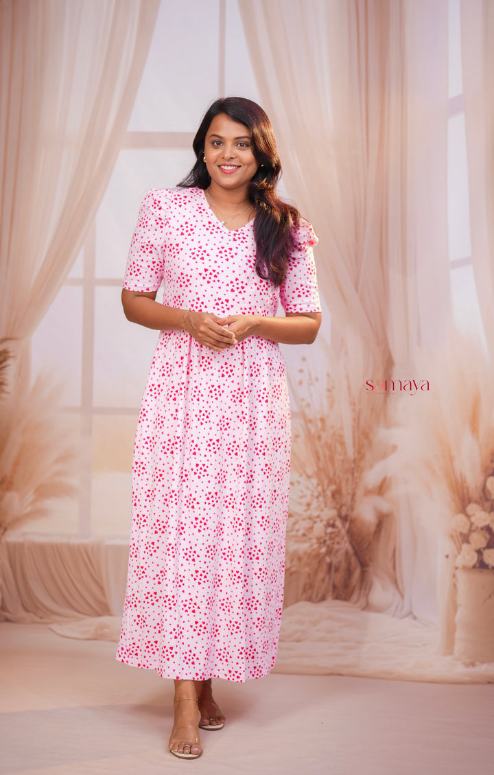 Maxi Babypink Waffle  Dress