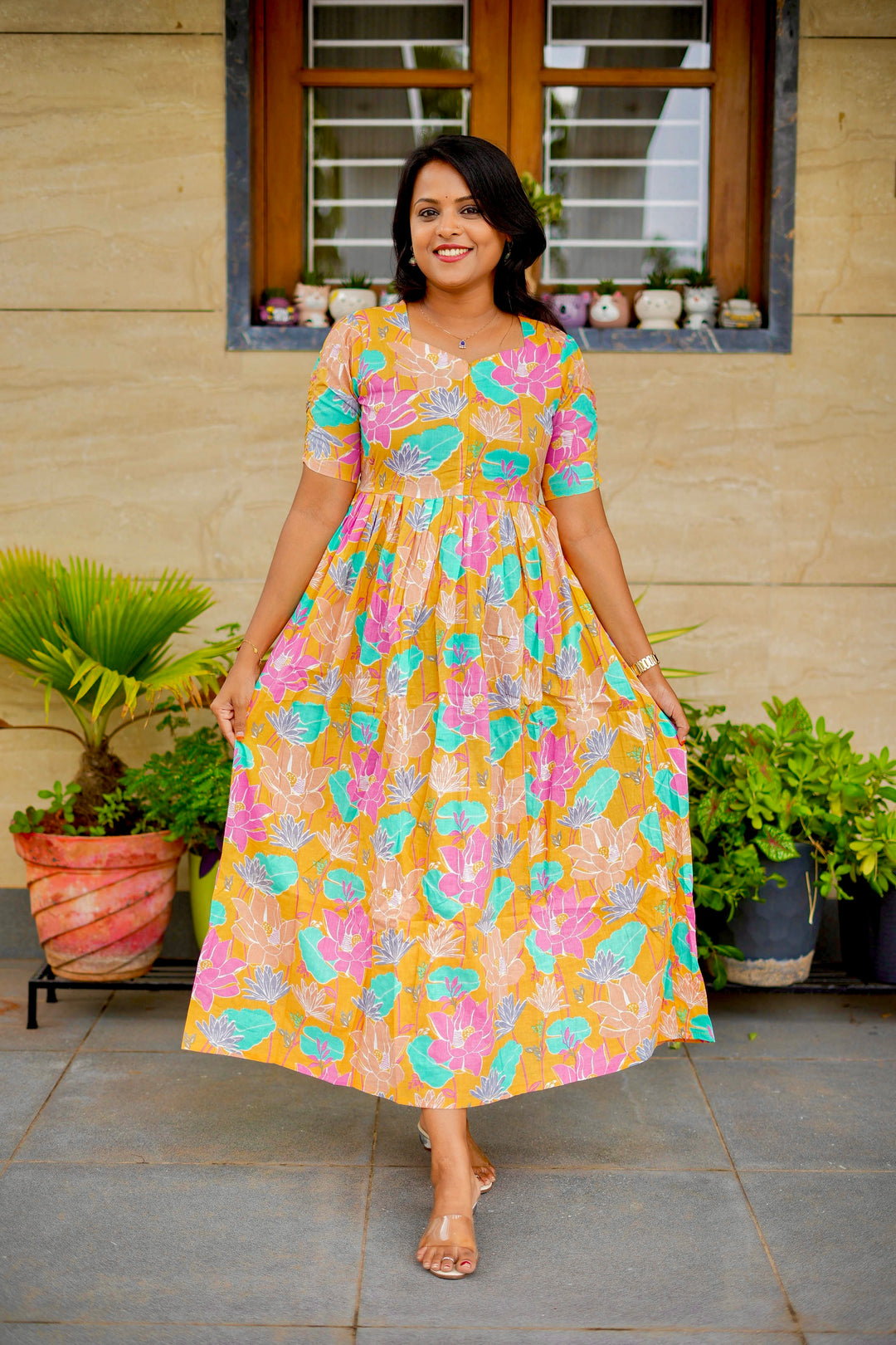 Mayil -Yellow day to night dress without lining