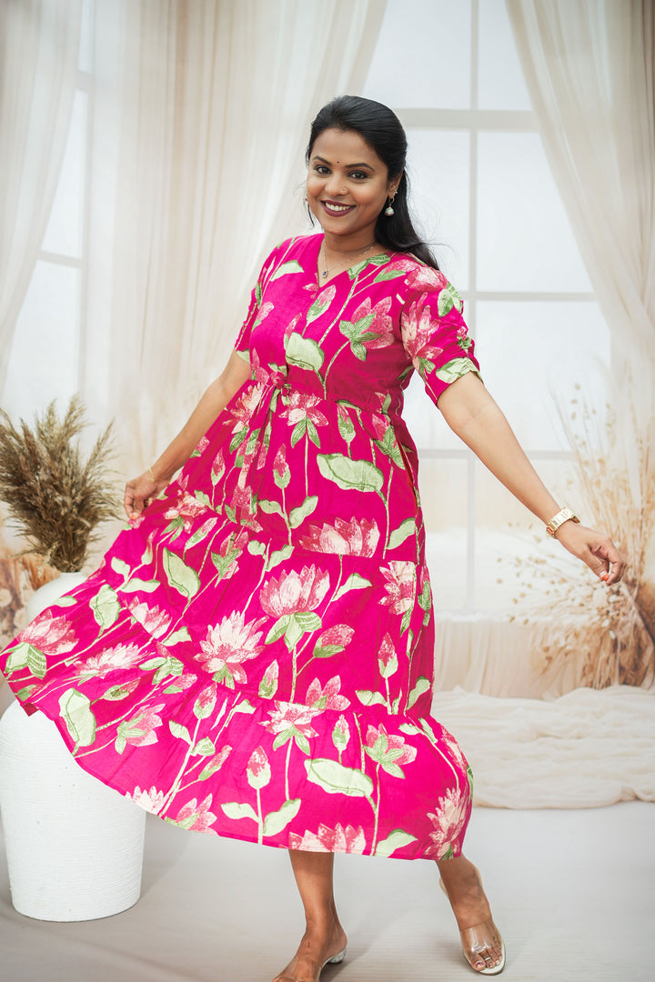 Pink Casual Dress With Lining