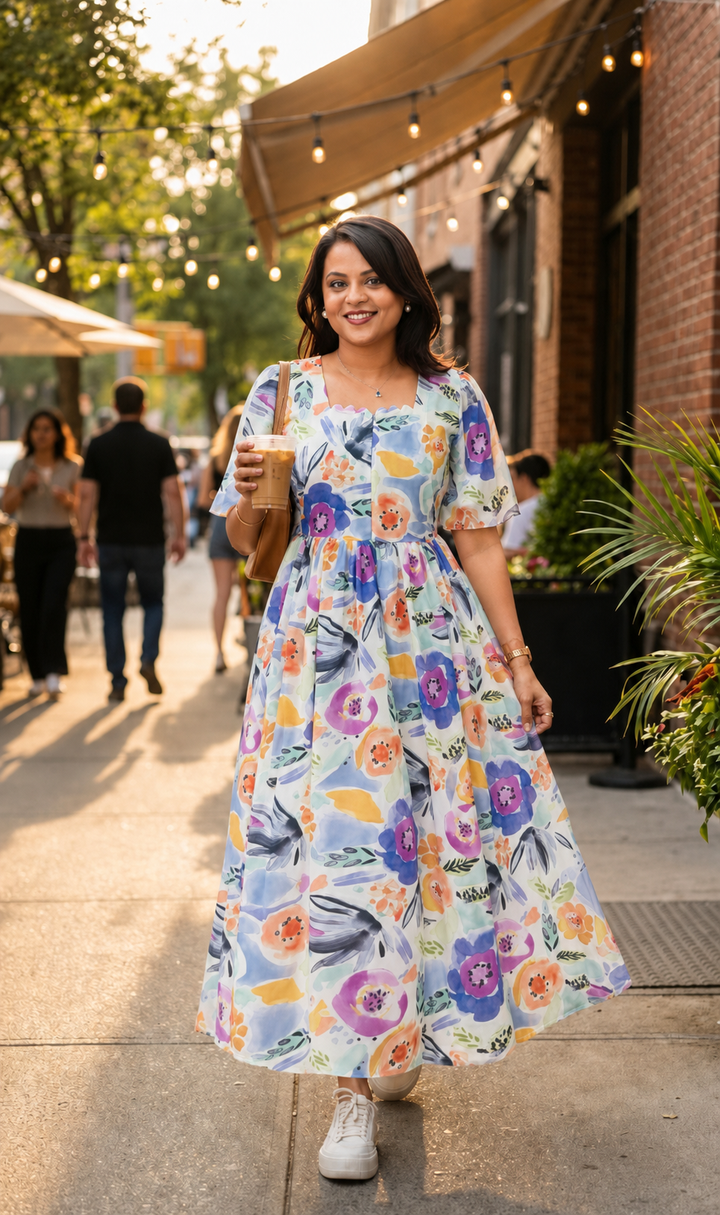 Nayam georgette casual  Dress With Lining ( No-Iron Everyday Dress)