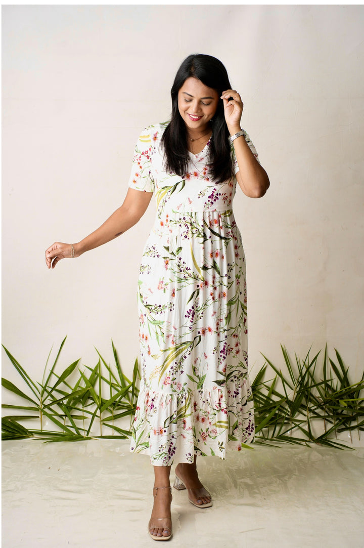 Luxury Maxi Amore Dress with frill light weight