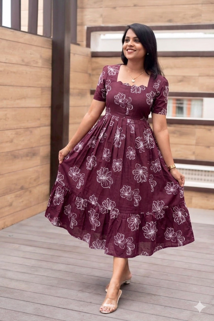 Preethi Casual Dress With Lining ( No-Iron Everyday Dress)