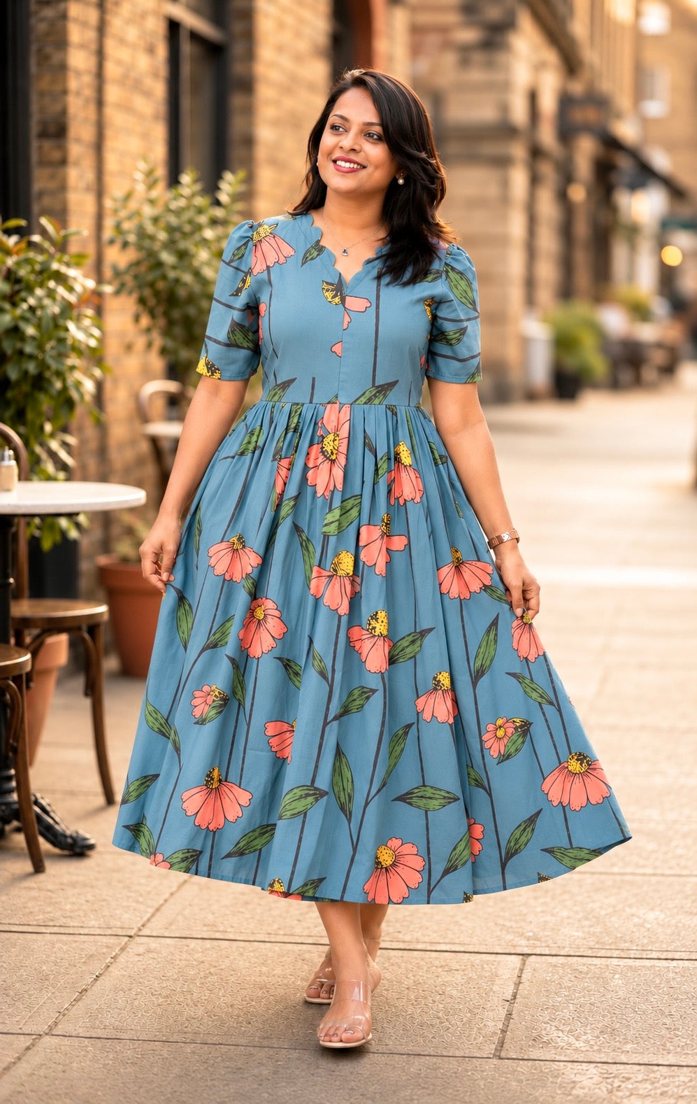 Deeksha georgette casual Dress With Lining ( No-Iron Everyday Dress) – SRI SAMAYA GARMENTS