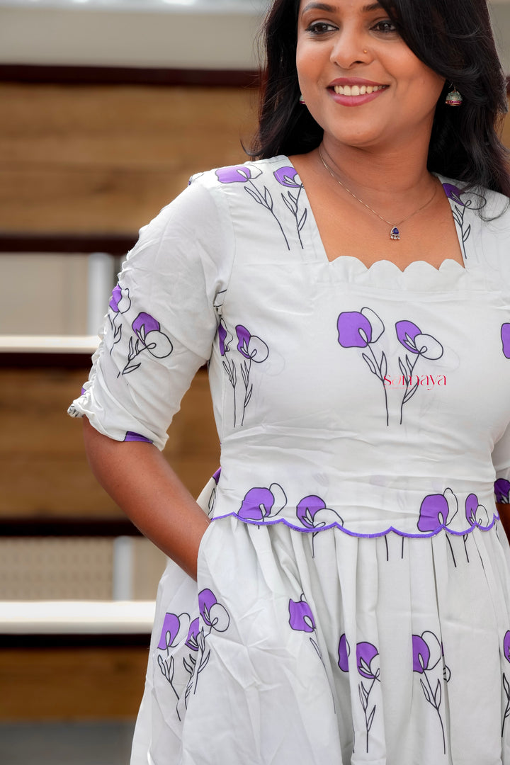 Nivi Casual Dress With Lining( Wrinkle-Free Cotton Blend Dress)