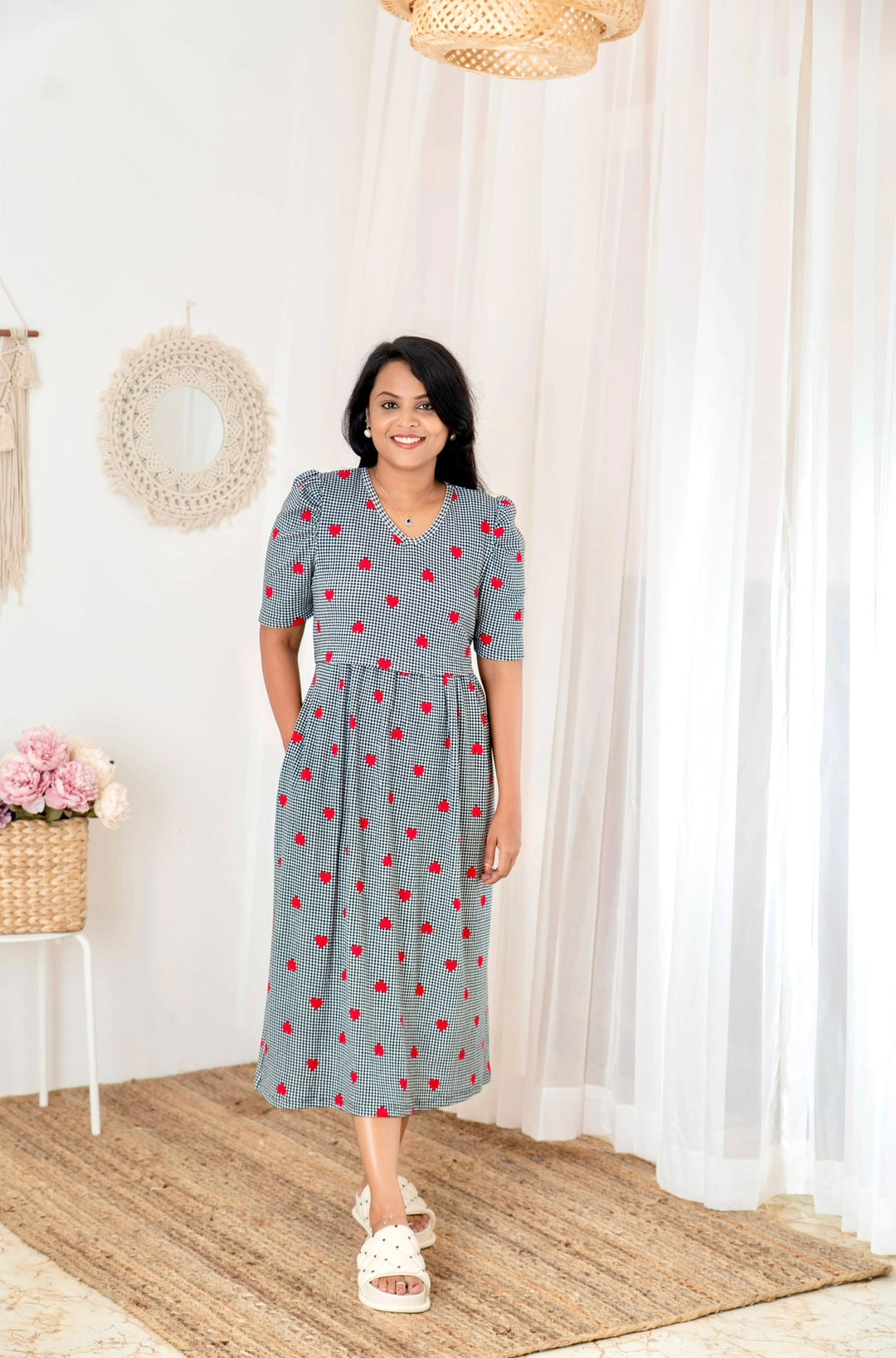 Midi Heart Thick Waffle Dress
