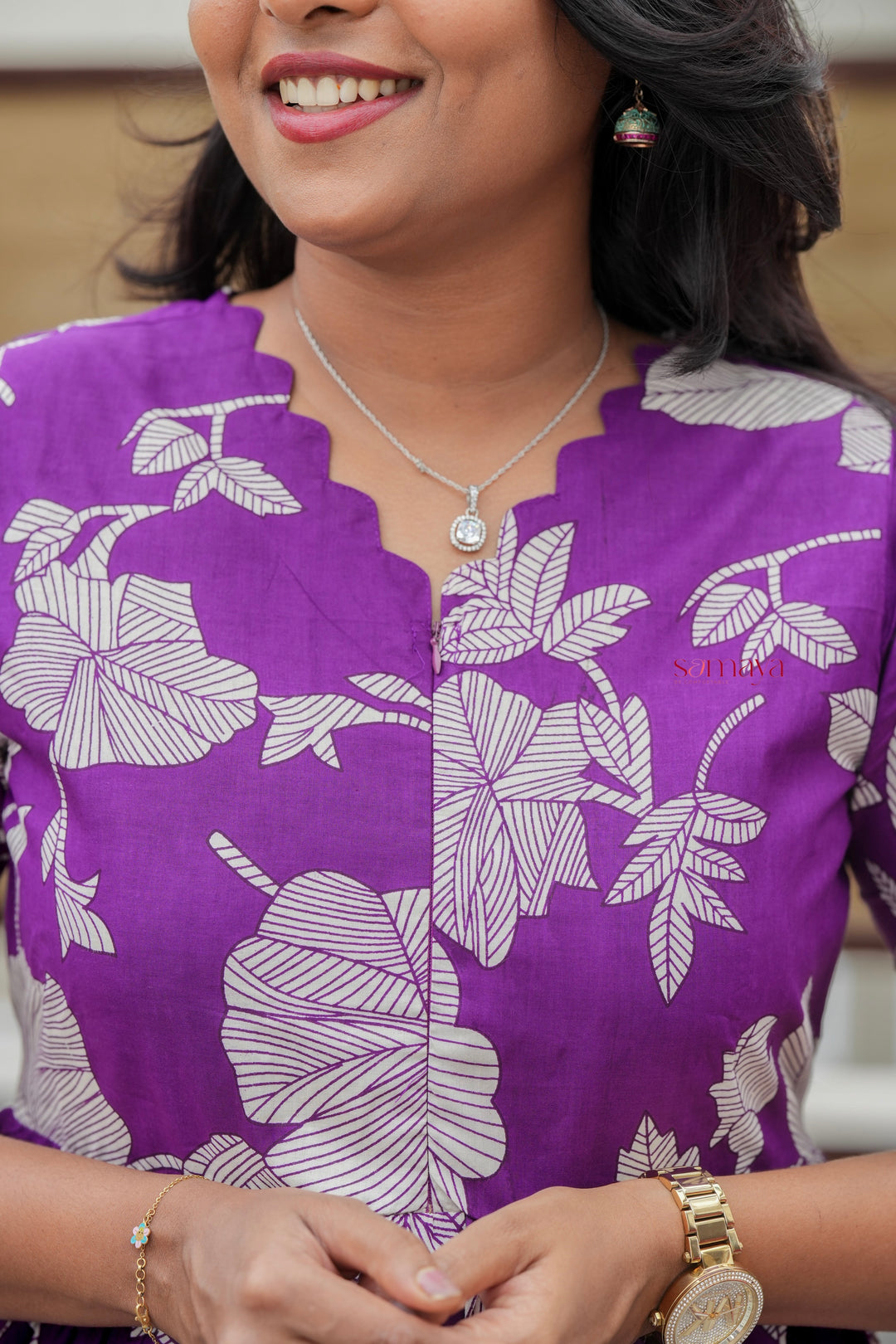 Grape  casual Dress With Lining