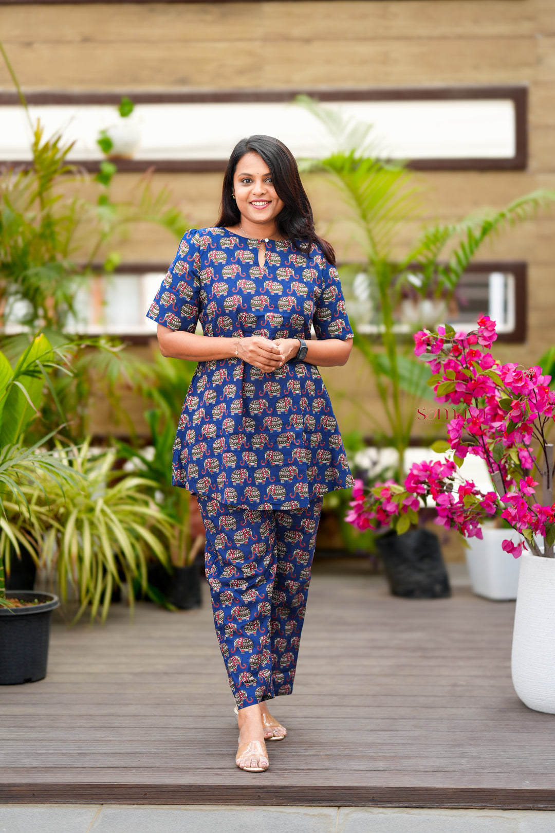 Nila -Elephant dark blue co-ord set