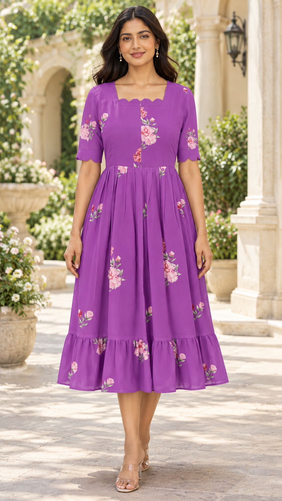 Diya  georgette casual Dress With Lining ( No-Iron Everyday Dress)