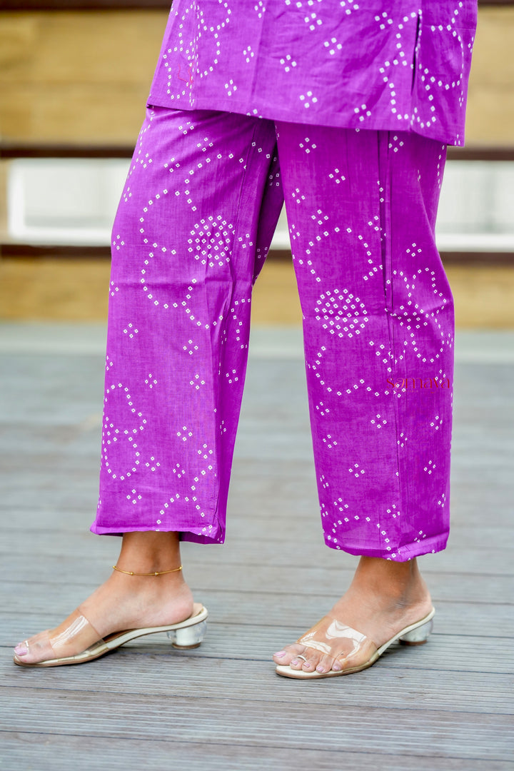 Violet dot Night Co-ord Set