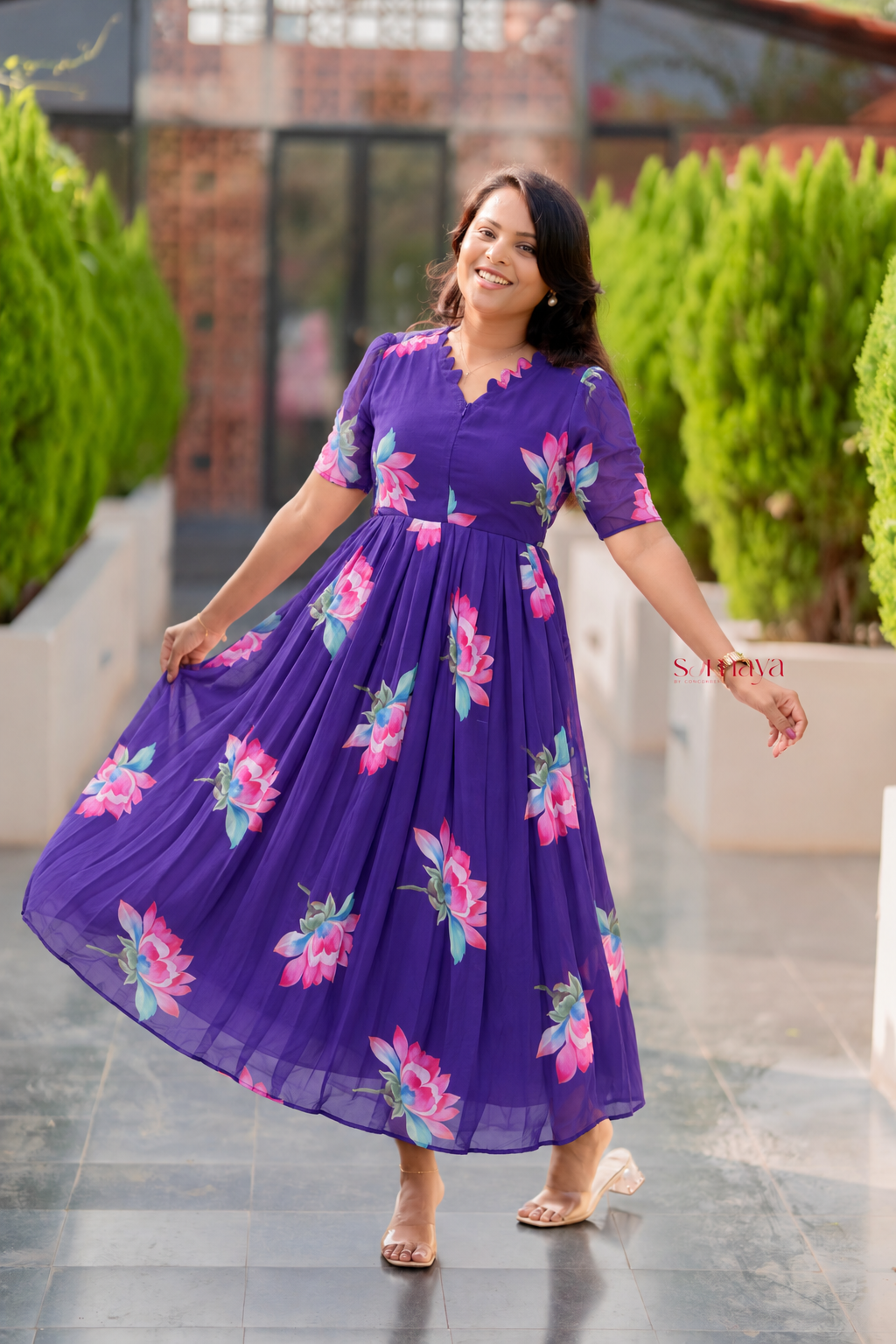 Diya georgette casual  Dress With Lining ( No-Iron Everyday Dress)