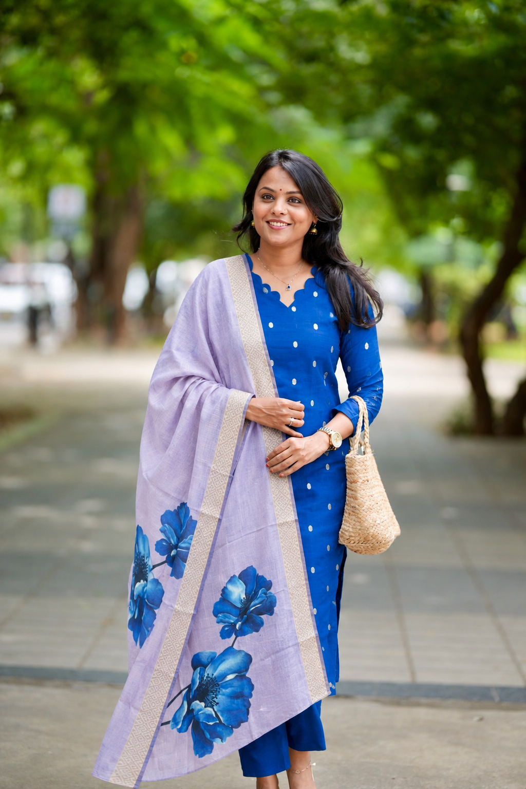 Aruvi -blue  raw silk kurta with dupptta ( ready to dispatch)set of 2