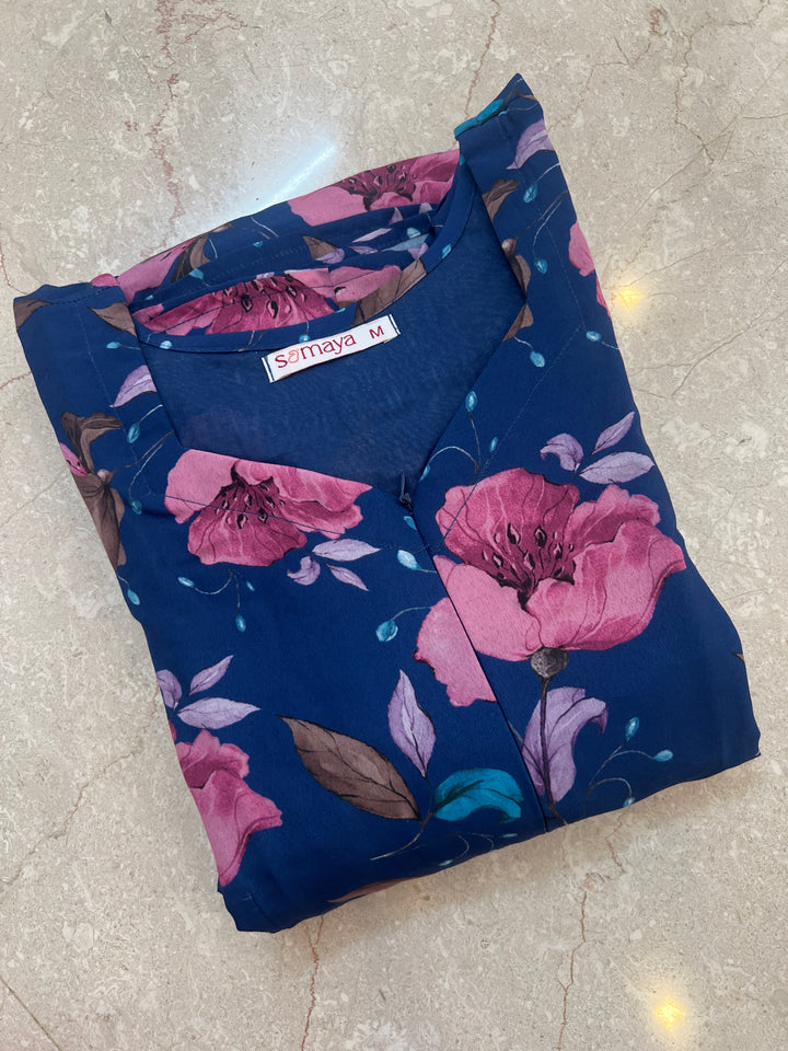 Navy pink Casual Dress With Lining