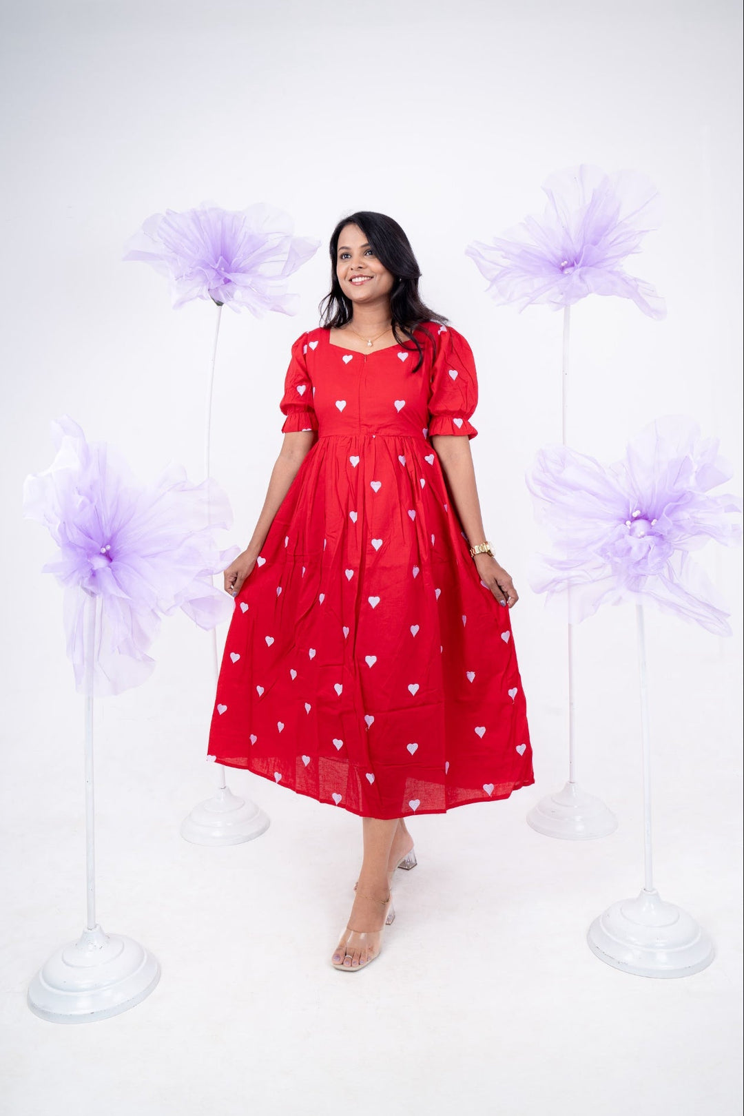 Valentina embroidered pure cotton casual Dress With Lining