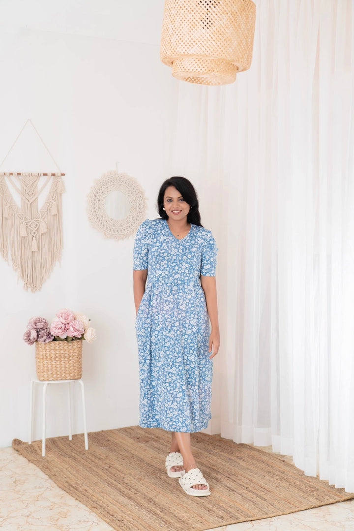 Midi RIYA Light Weight Dress summer collection ( SLIGHTLY FADED AS SHOWN IN PHOTO SO SOLD AT 399₹)