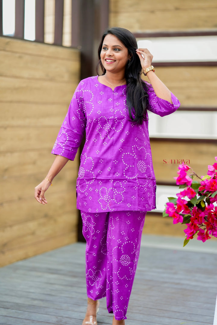 Violet dot Night Co-ord Set