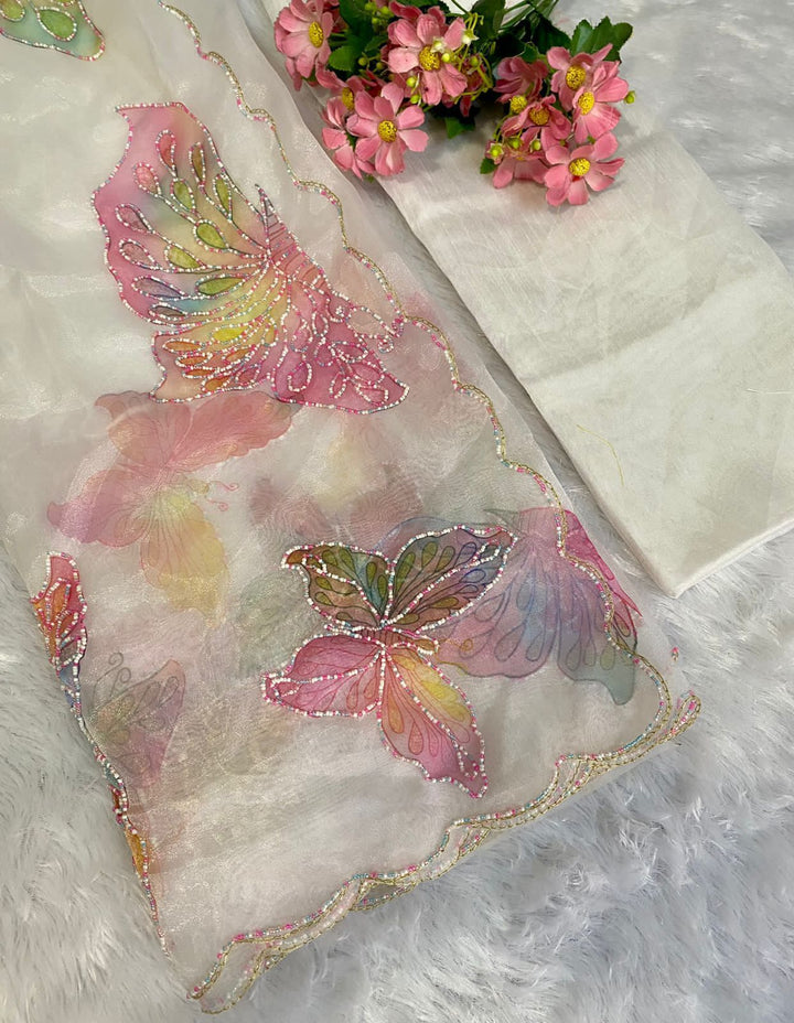 Butterfly organza saree
