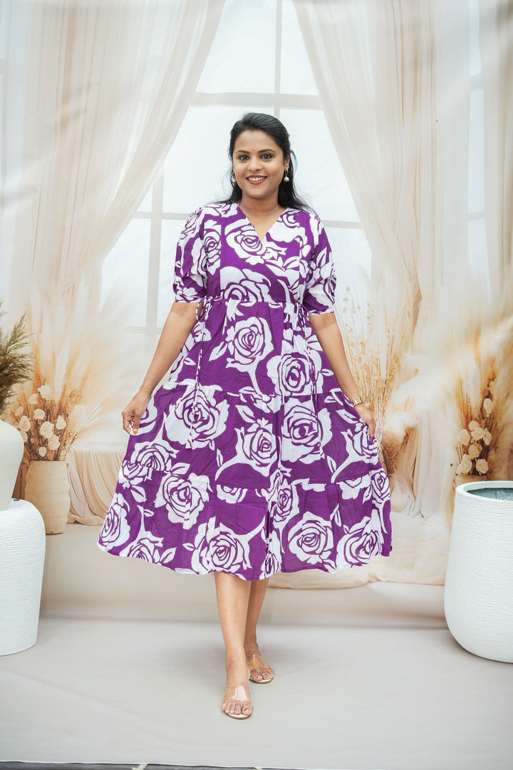 Violet Casual Dress With Lining
