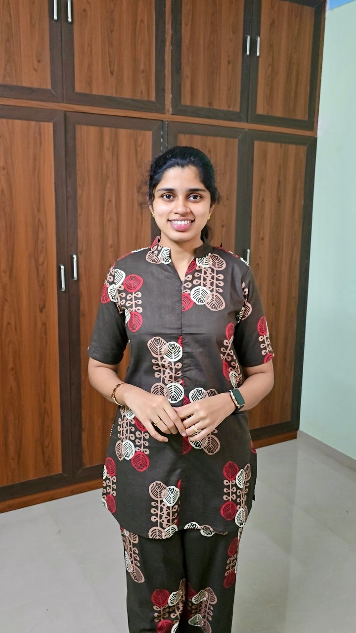 Theera -brown  Night Co-ord  Set ( pre order )