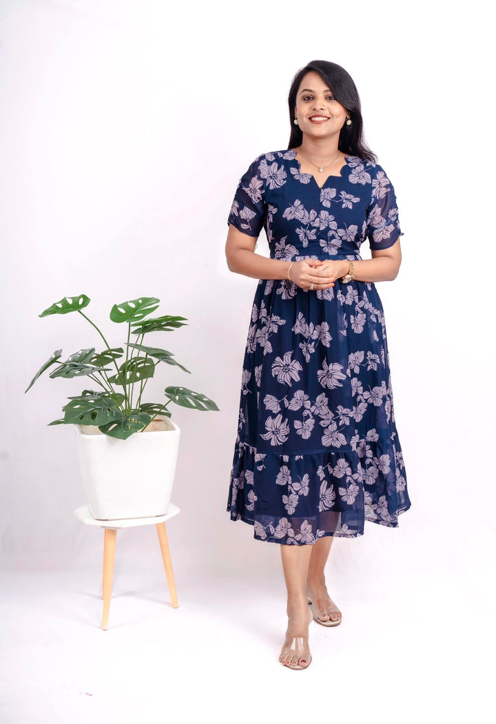 Lilly Georgette Casual  Dress With Lining