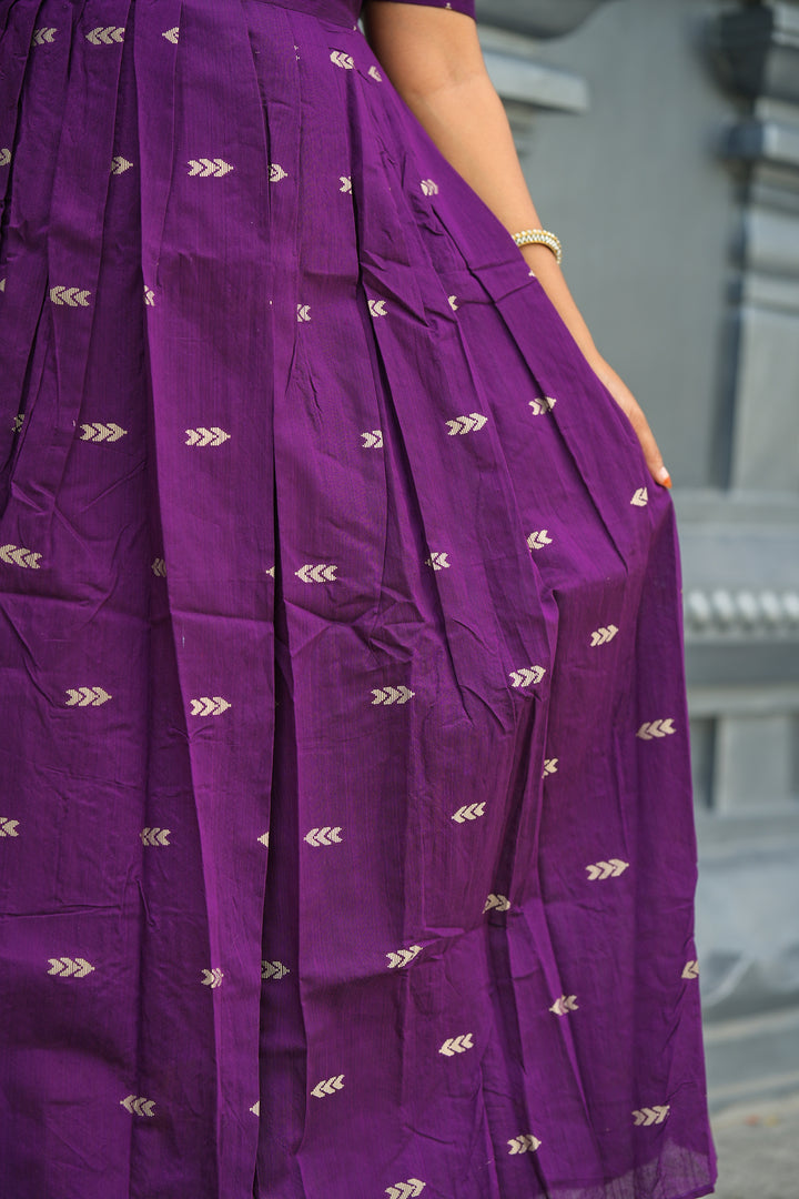 Purple peach organza Dress With Lining