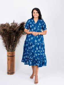 Ink Blue casual Dress With Lining
