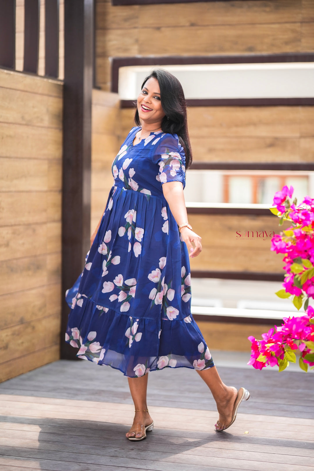 Navy georgette casual  Dress With Lining ( pre order)