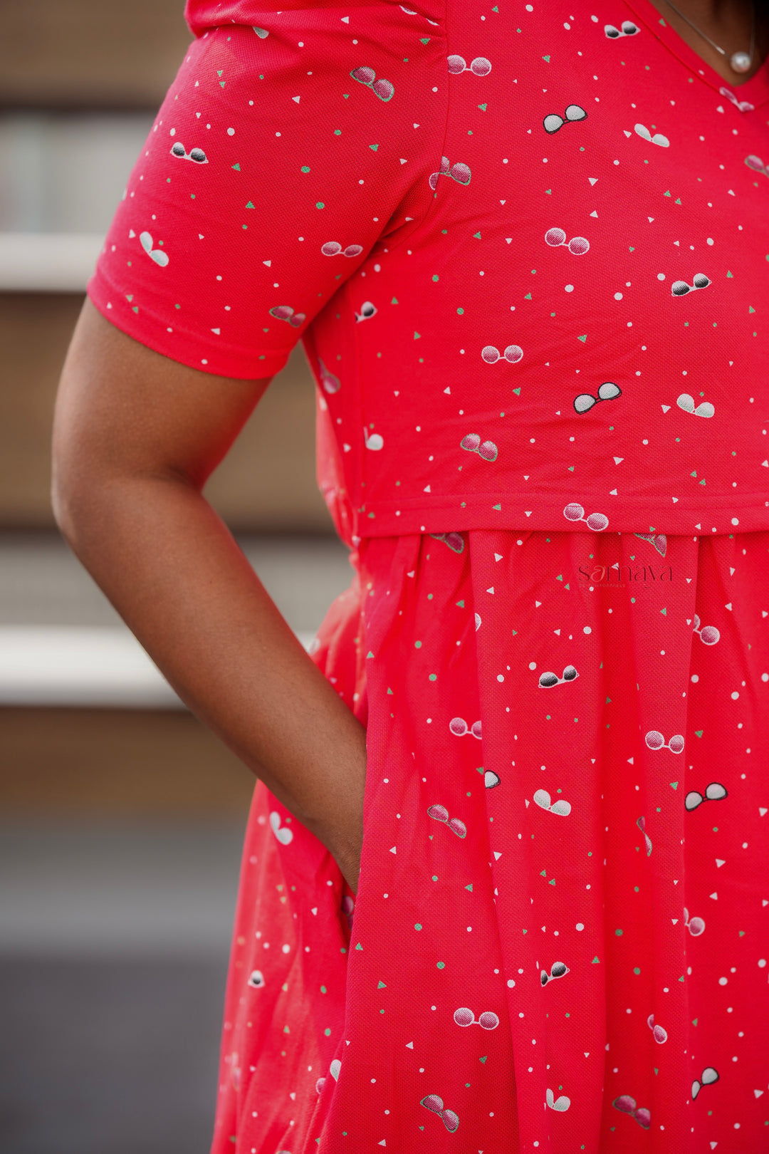 Midi Red Thick Dress