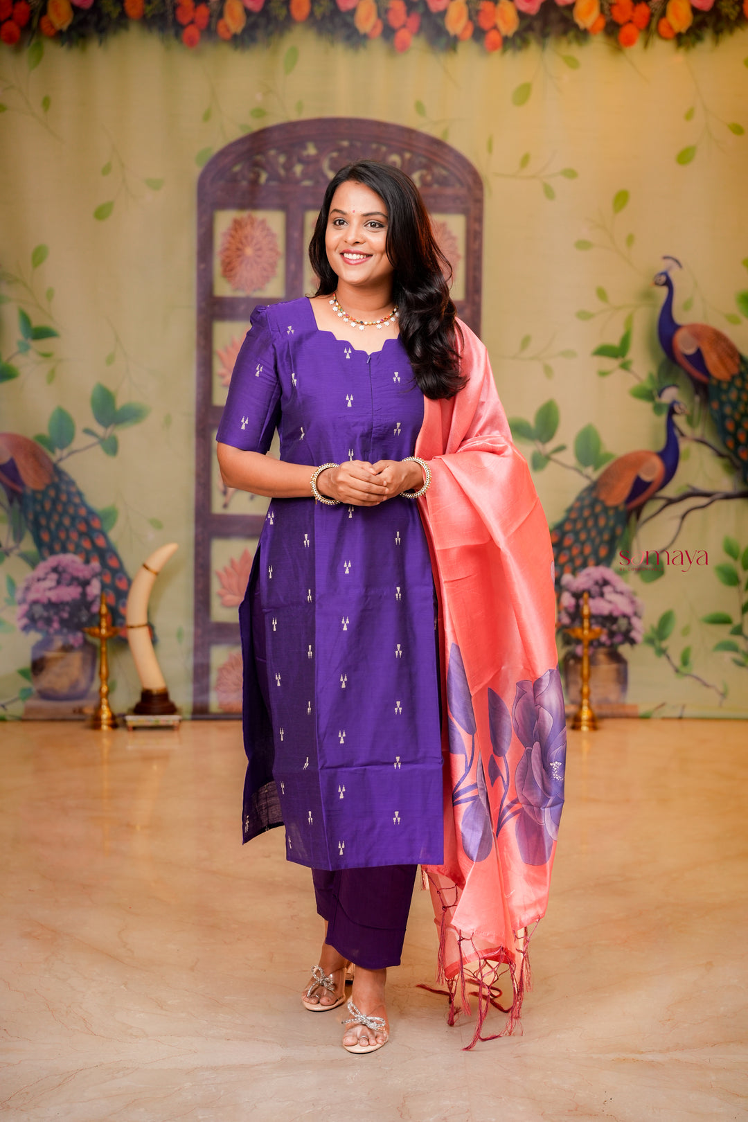 Yaaz - purple  raw silk Kurta 3 piece set