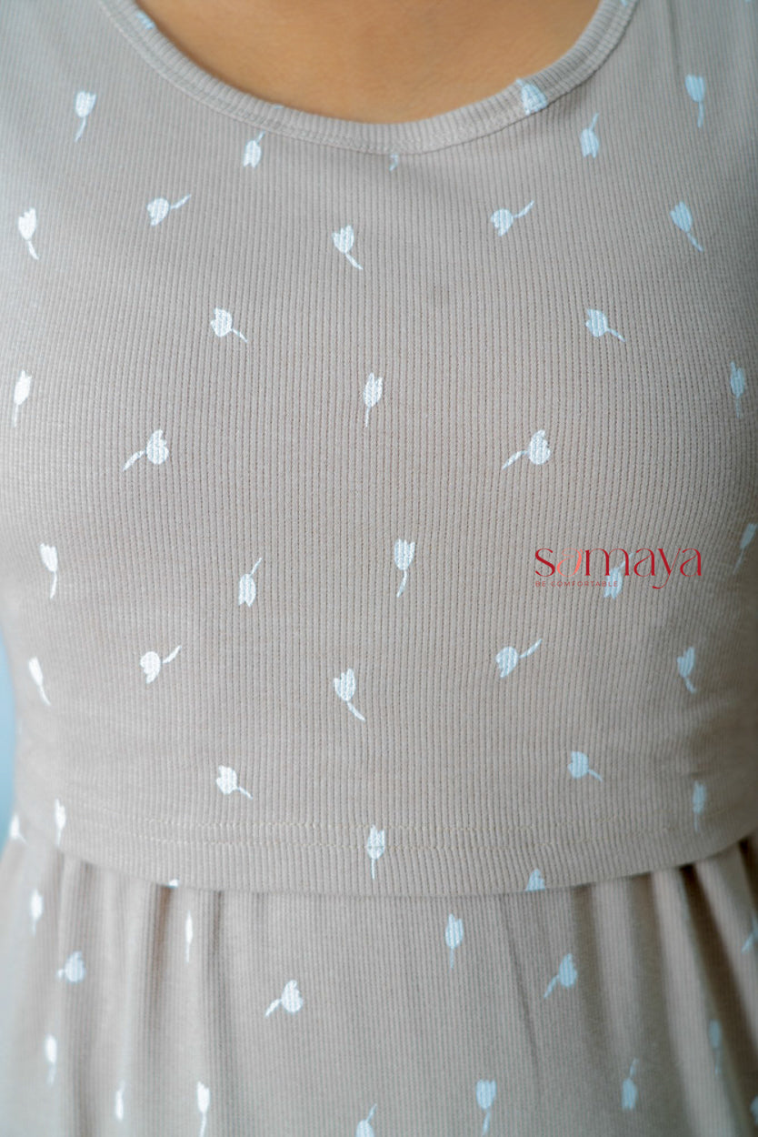 Maxi Creamy Ribbed( Minor embroidery variation so sold at sale price) ( Samaya exclusive premium fabric )
