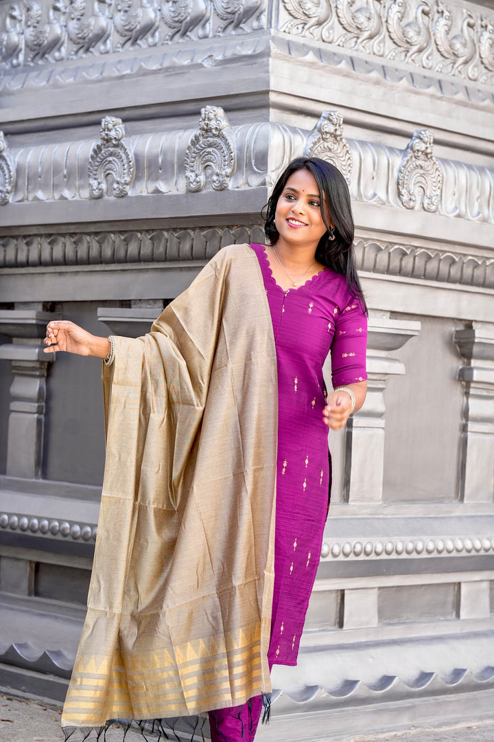 Janani 3 piece raw silk suit set