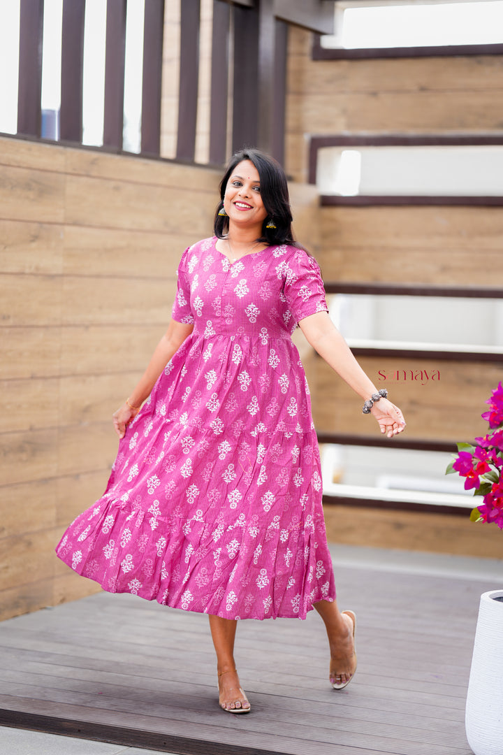Mauve day to night dress without lining