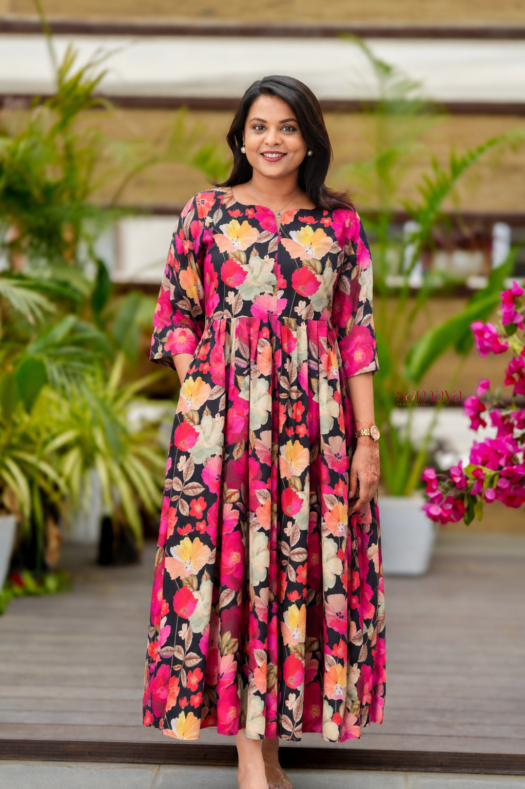 Shalini georgette casual  Dress With Lining ( No-Iron Everyday Dress)
