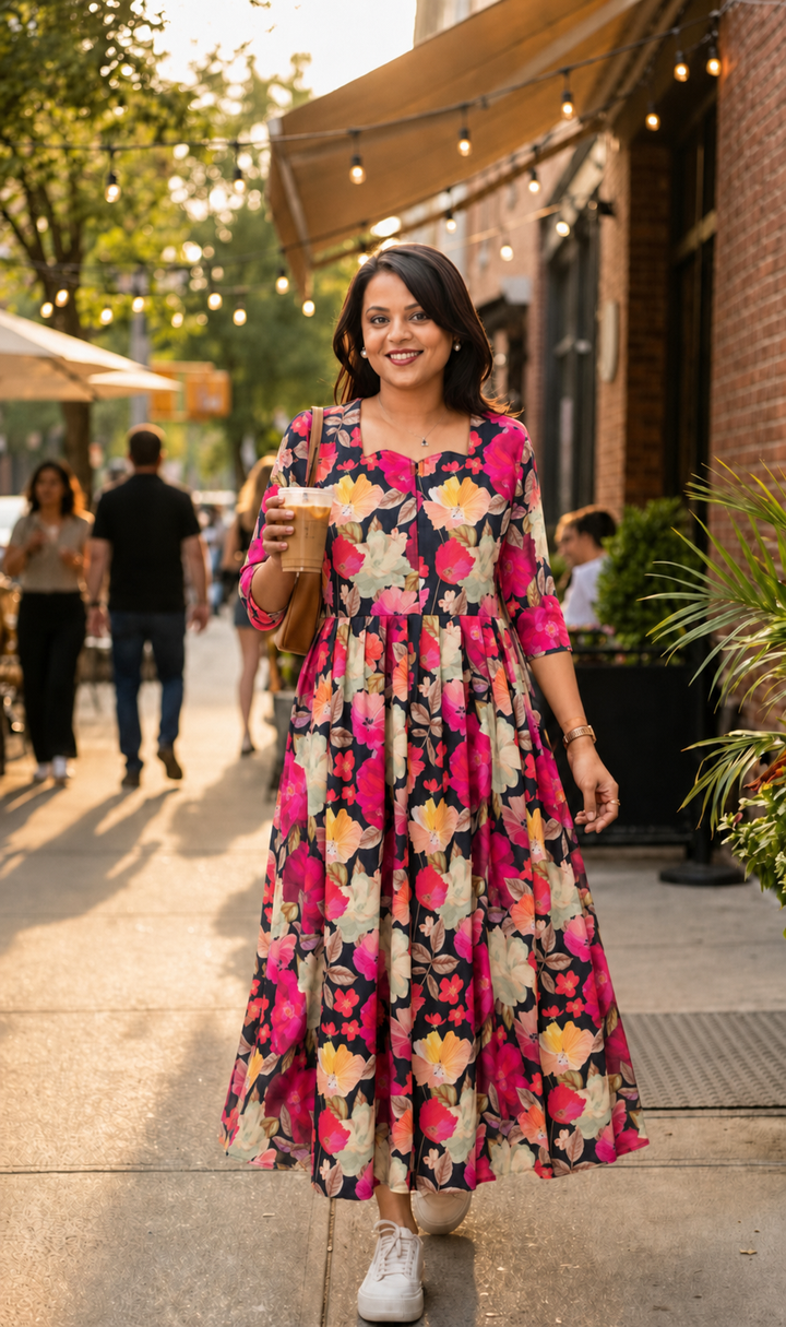 Shalini georgette casual  Dress With Lining ( No-Iron Everyday Dress)