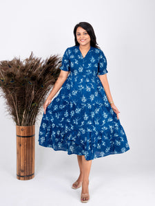 Ink Blue casual Dress With Lining
