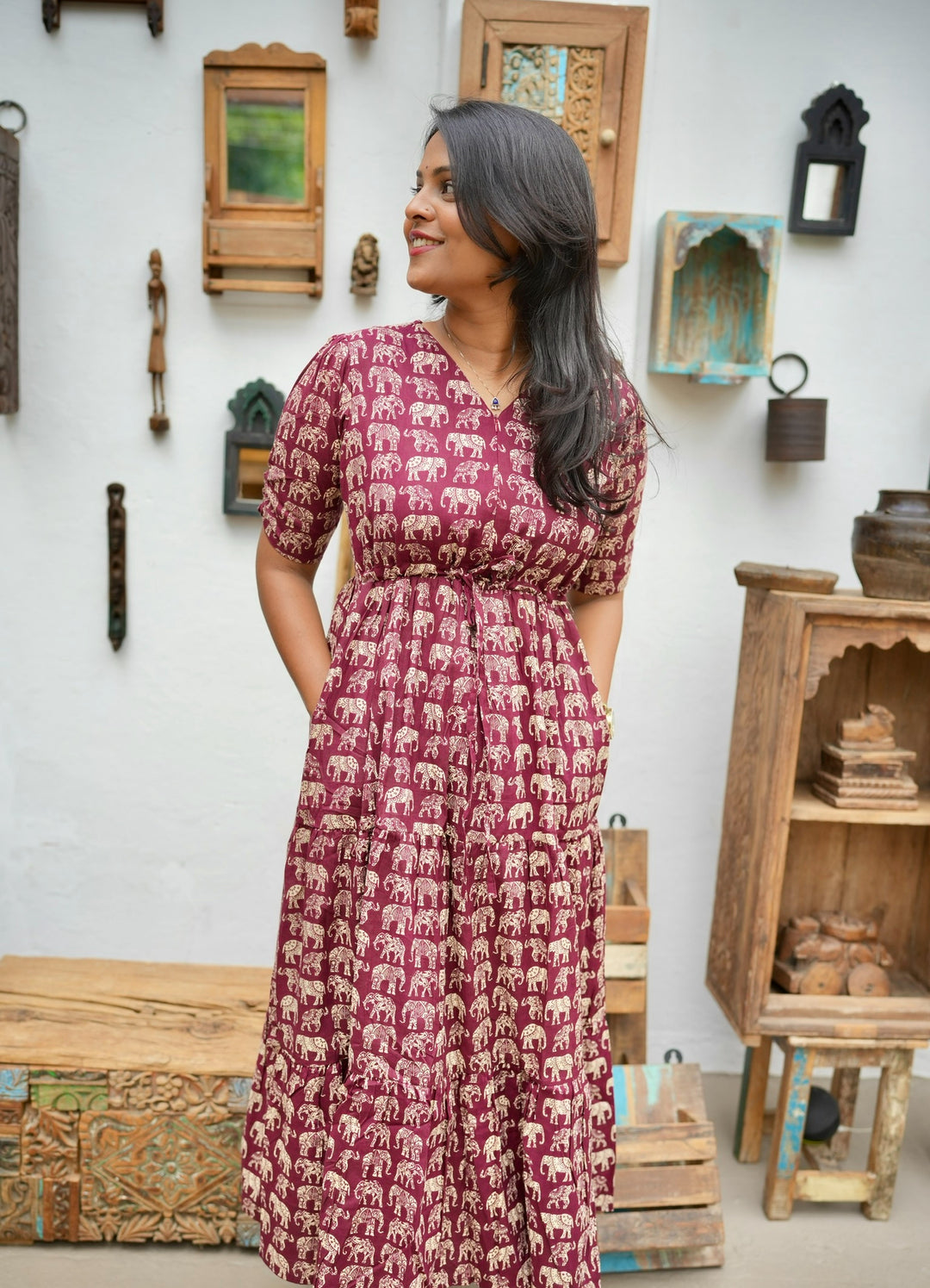 Elephant Casual Dress With Lining